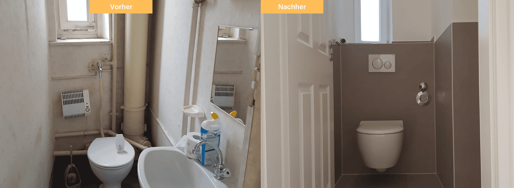 WC Badezimmer vorher nachher Stuttgart Sanierung